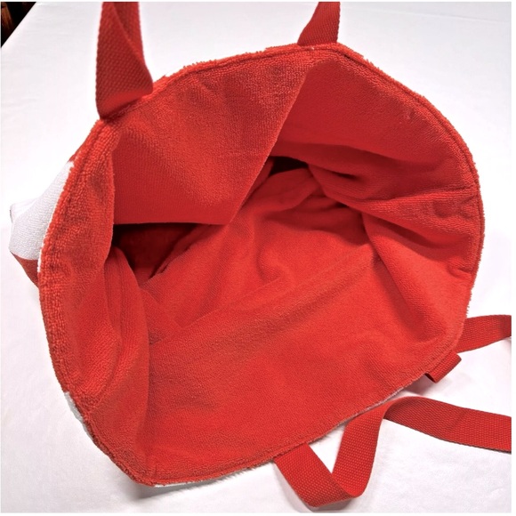 Lancôme Beach Towel Tote Bag Orange And White - 15”x13”x7”- New In Package - Picture 3 of 7